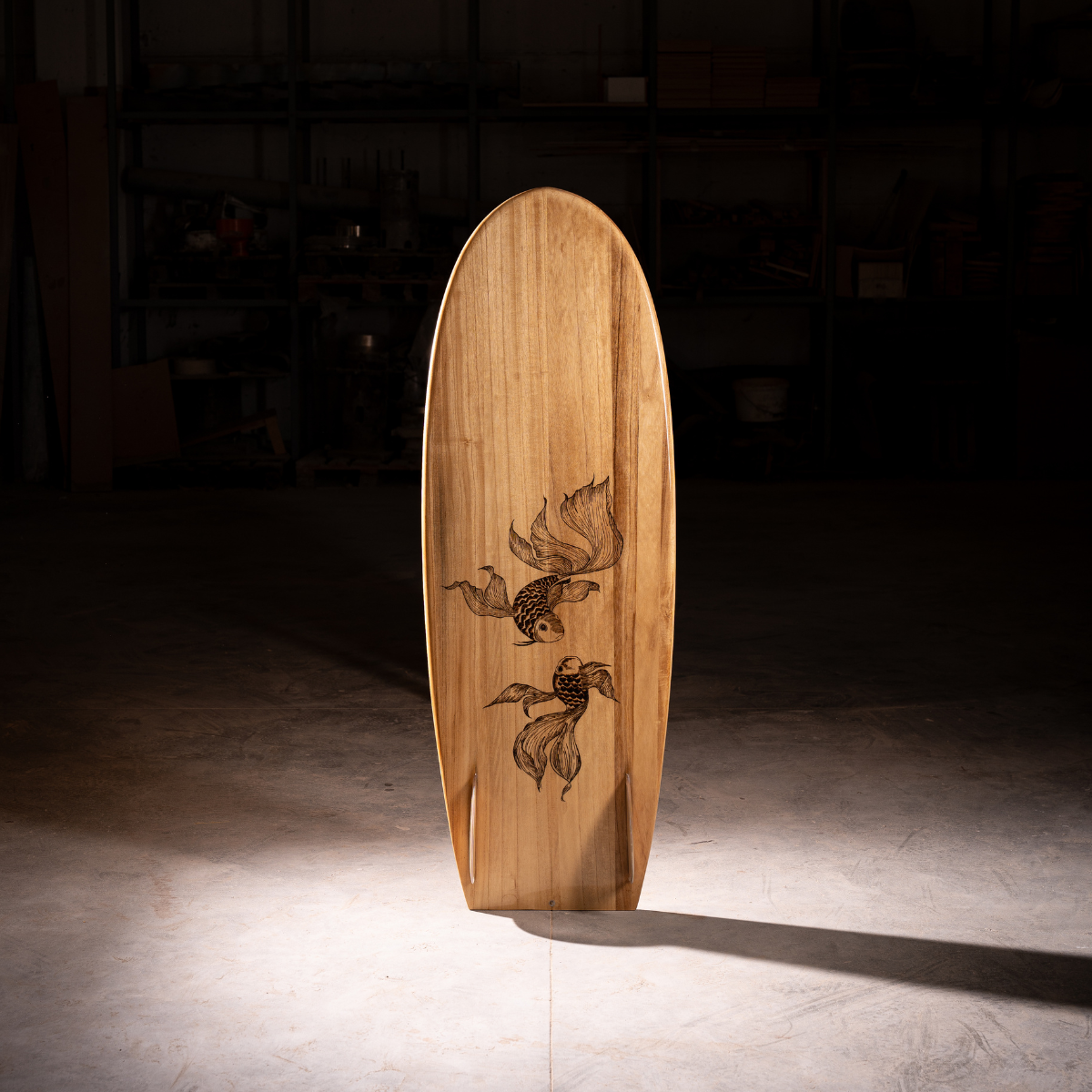 handmade wooden surfboard